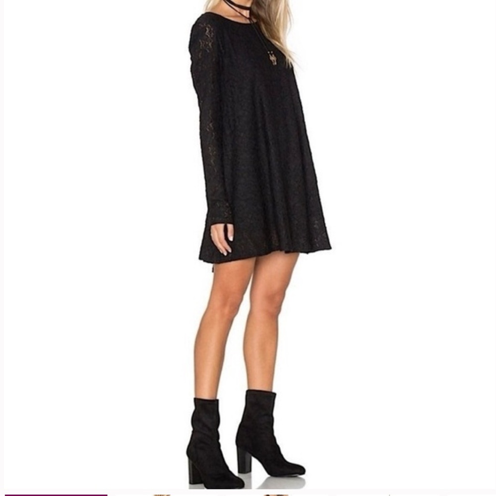 Show Me Your MuMu Lace Long Sleeve Mini Dress Black XS